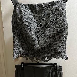 2 piece dress wear - pants and top chiffons lace